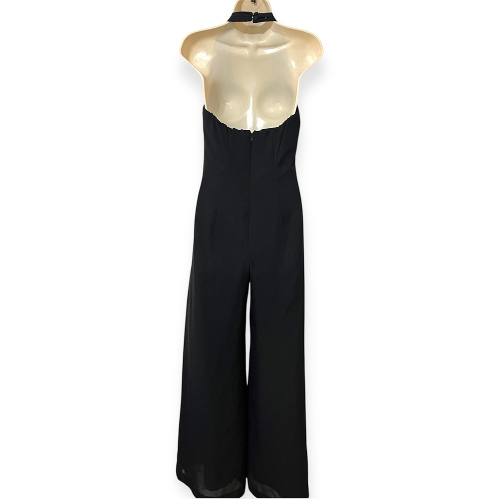 VINTAGE Caché Y2K beaded palazzo pant halter neck jumpsuit black SZ 4 WHIMSIGOTH - Picture 4 of 11